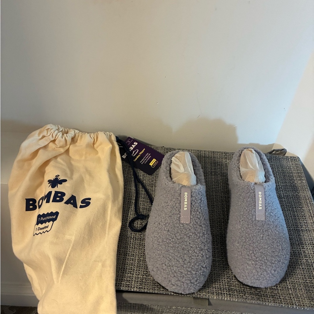 Bombas Sunday Slippers Gray Cozy Fleece Slippers Women’s Size 8